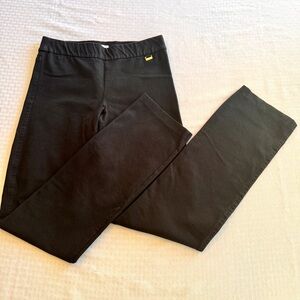 Lilly Pulitzer Black Flare Pants Size 6 High Rise Stretch 28x31 Gold Logo